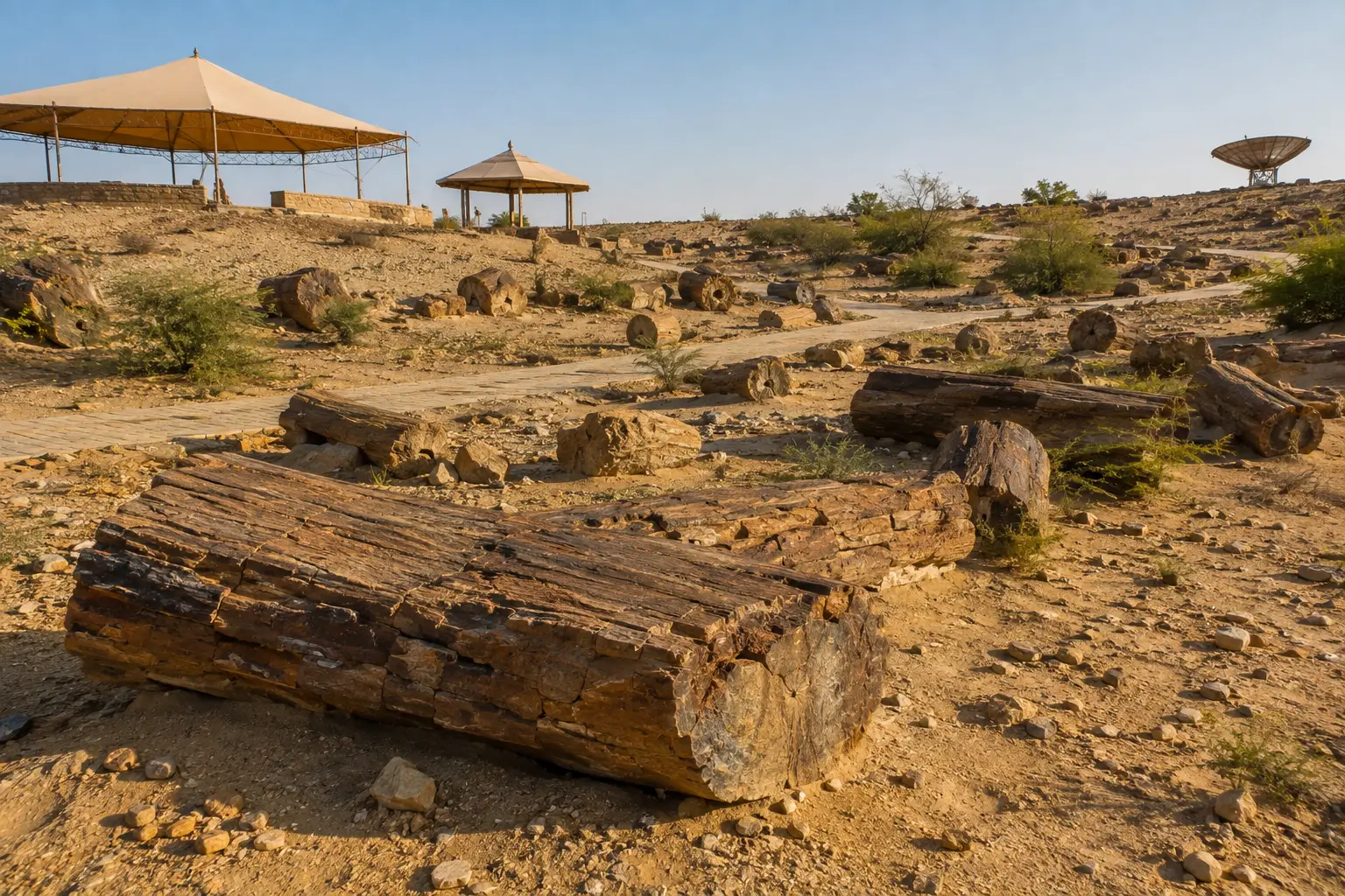 Petrified tree trunk at Akal Wood Fossil Park Jaisalmer