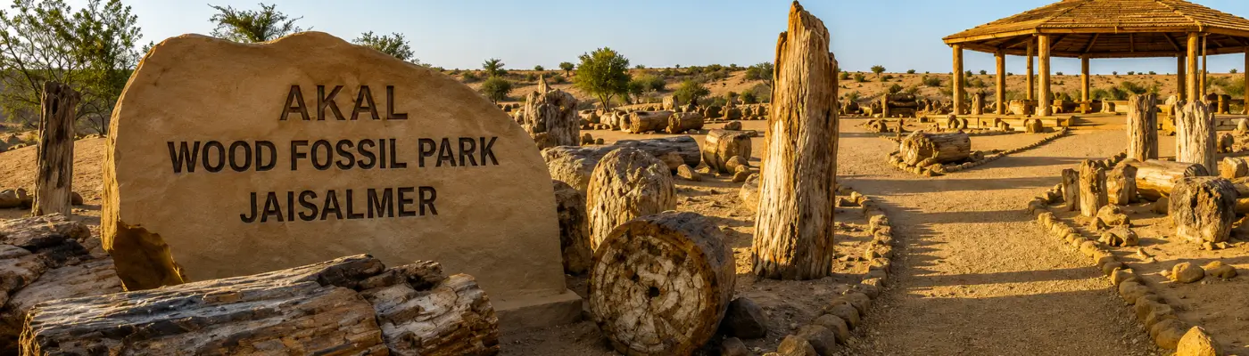 Petrified wood fossils at Akal Wood Fossil Park near Jaisalmer