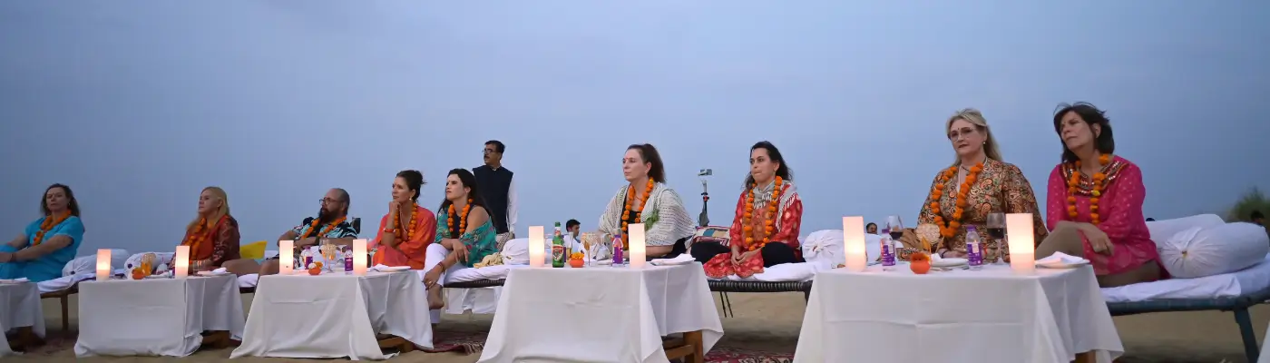 Candlelit Dinner on the Dunes at sunset near Jaisalmer