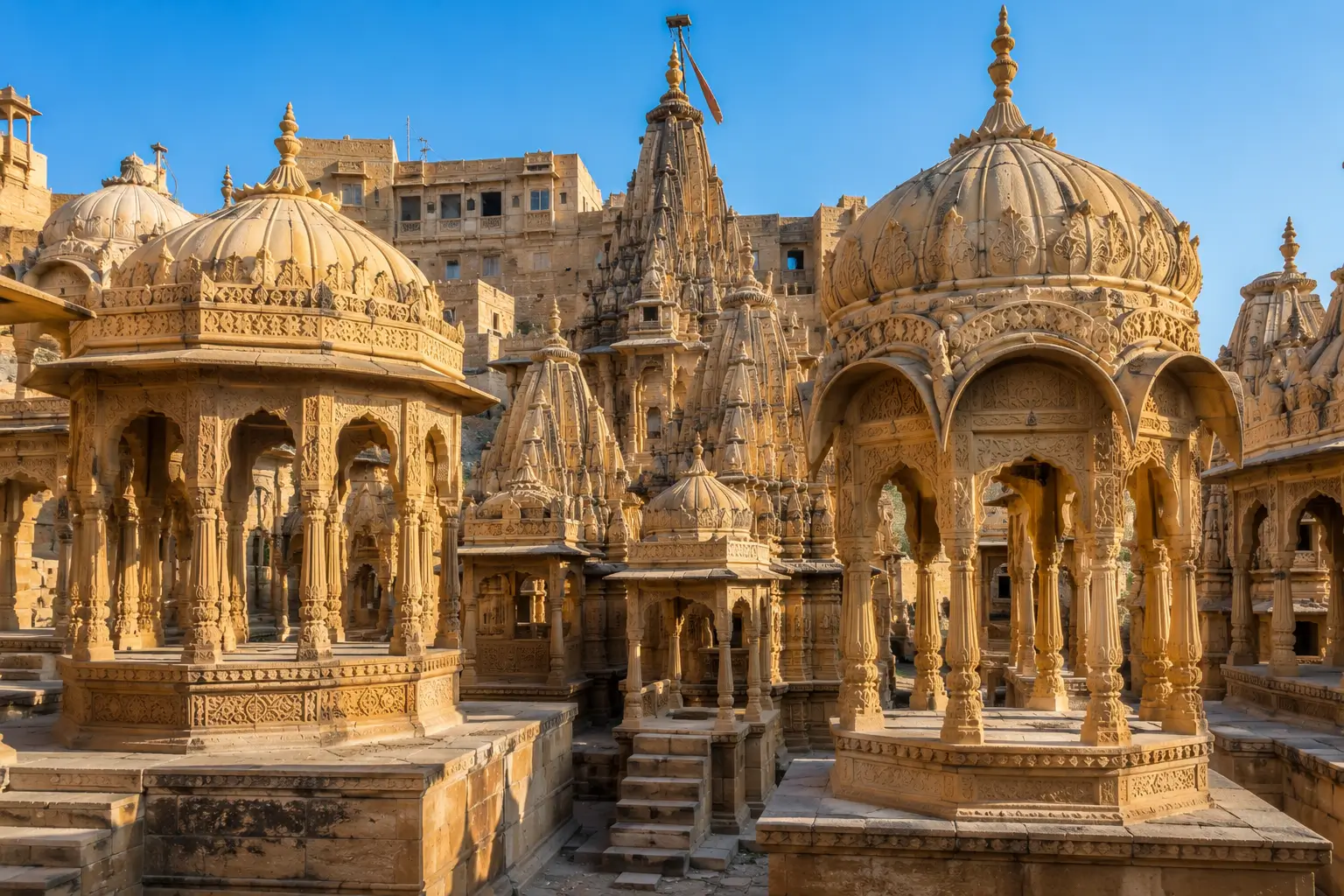 Intricate Jain Temple carvings inside Jaisalmer Fort