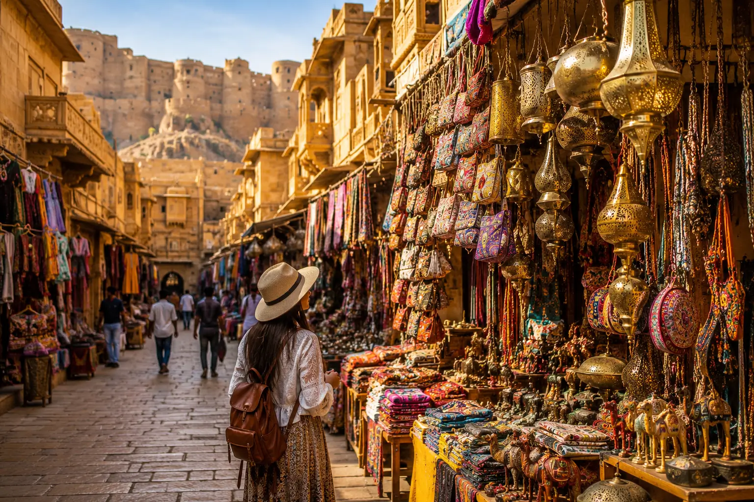 Traditional shopping market in Jaisalmer old city
